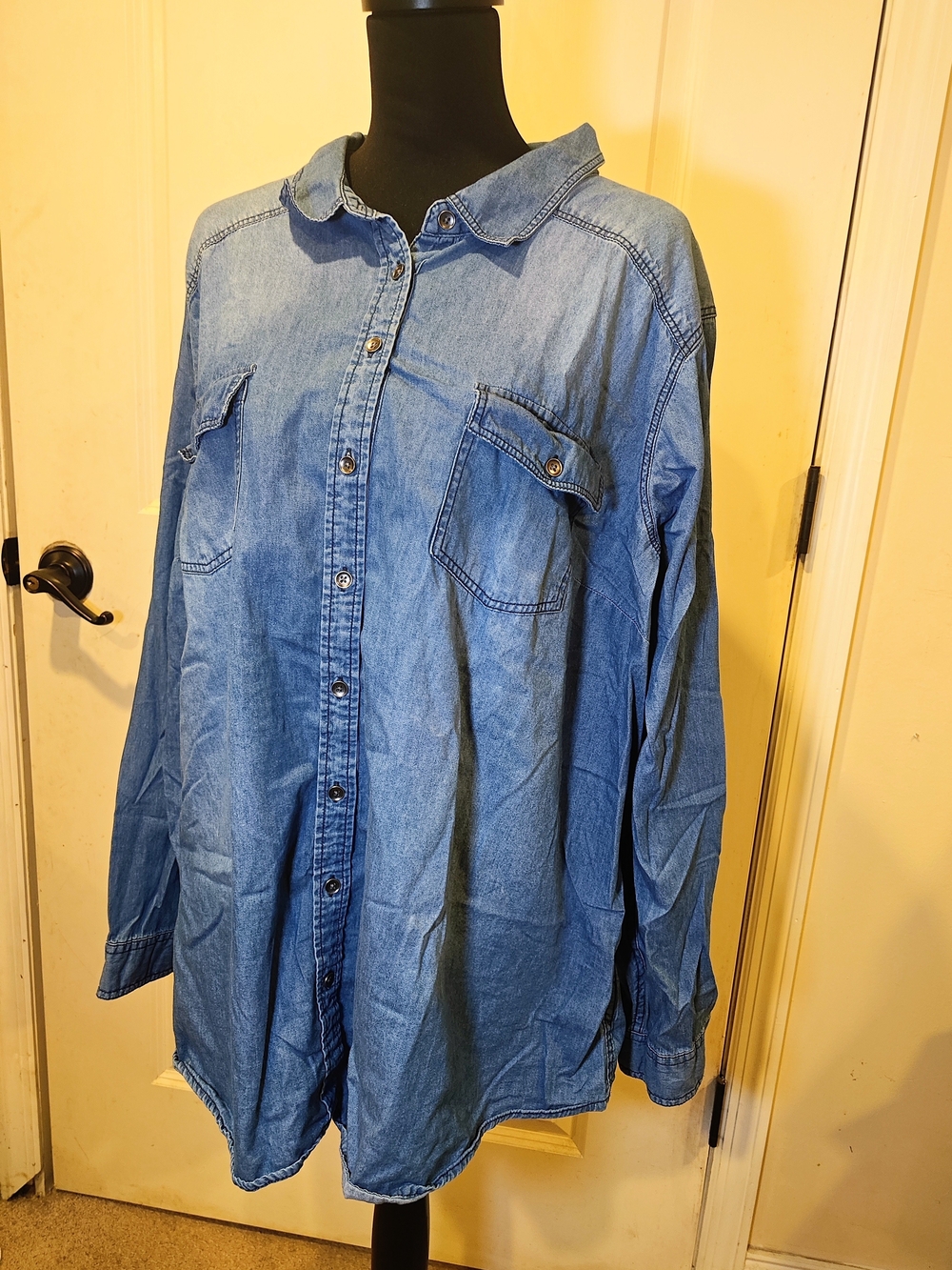 torrid Light Blue Denim Button-Front Shirt